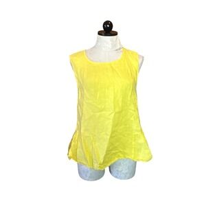 Francesca Bettini Sun Yellow 100% Linen Peplum Tank‎ Top Made in Italy Size M